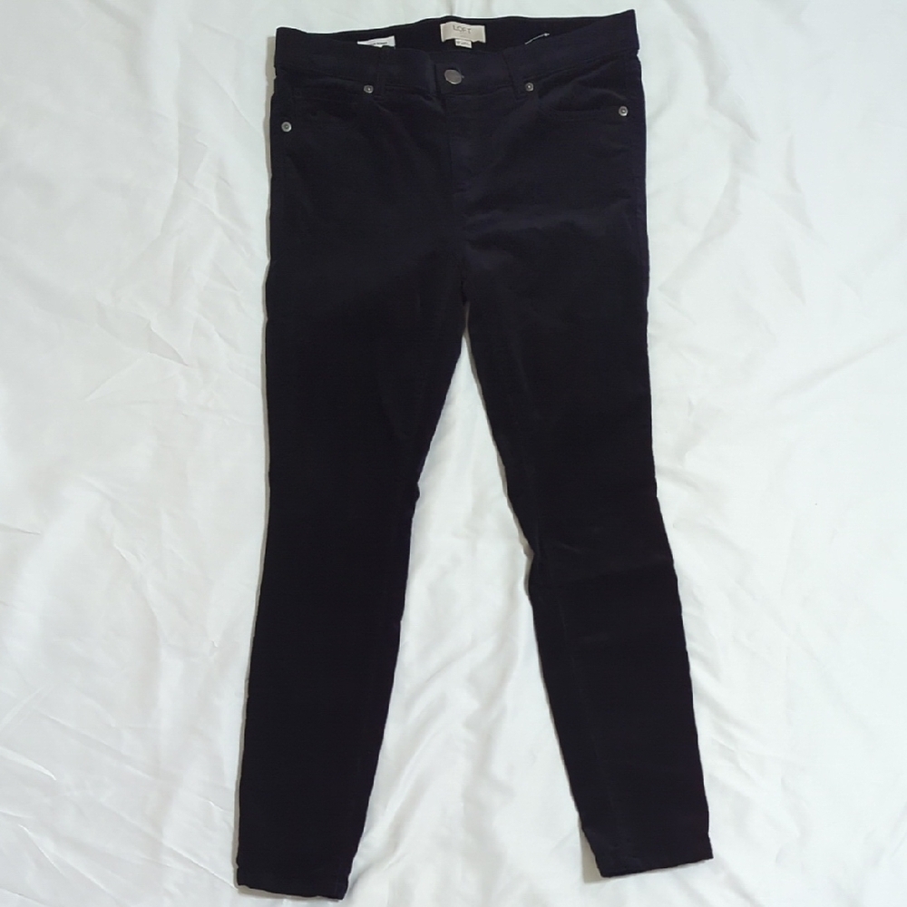 LOFT Modern Skinny Corduroy Pant, Color Black Size 6P